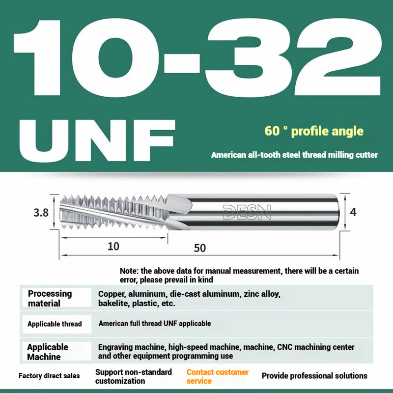 1115-65° high hard tungsten carbide thread milling cutter Long tooth full tooth alloy American thread milling cutter UNC UNF aluminum stainless steel Shandong Denso Pricision Tools Co.,Ltd.